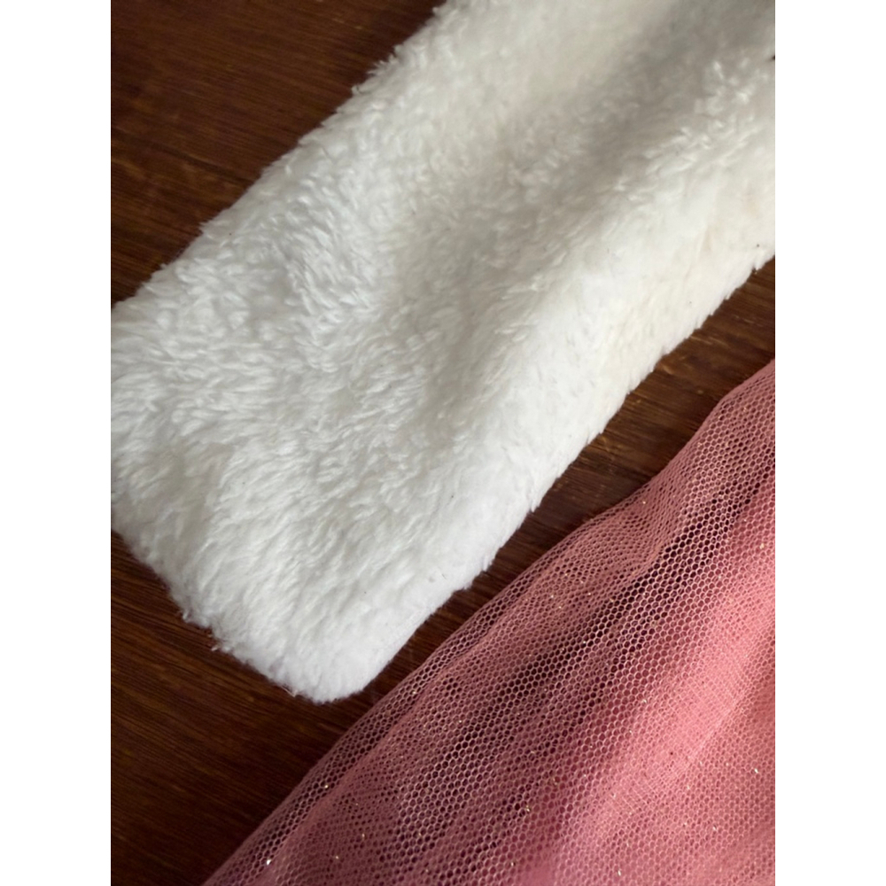 Little Lass Girls 3T Bear Face Faux Fur Pink Tulle Dress Holiday Party - Picture 3 of 6